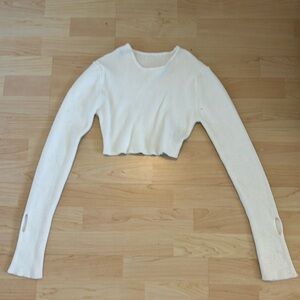 Kids white long sleeve sweater cropped